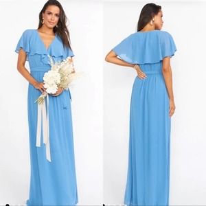 SMYM Women's Audrey Bridesmaid Maxi Blue Dress